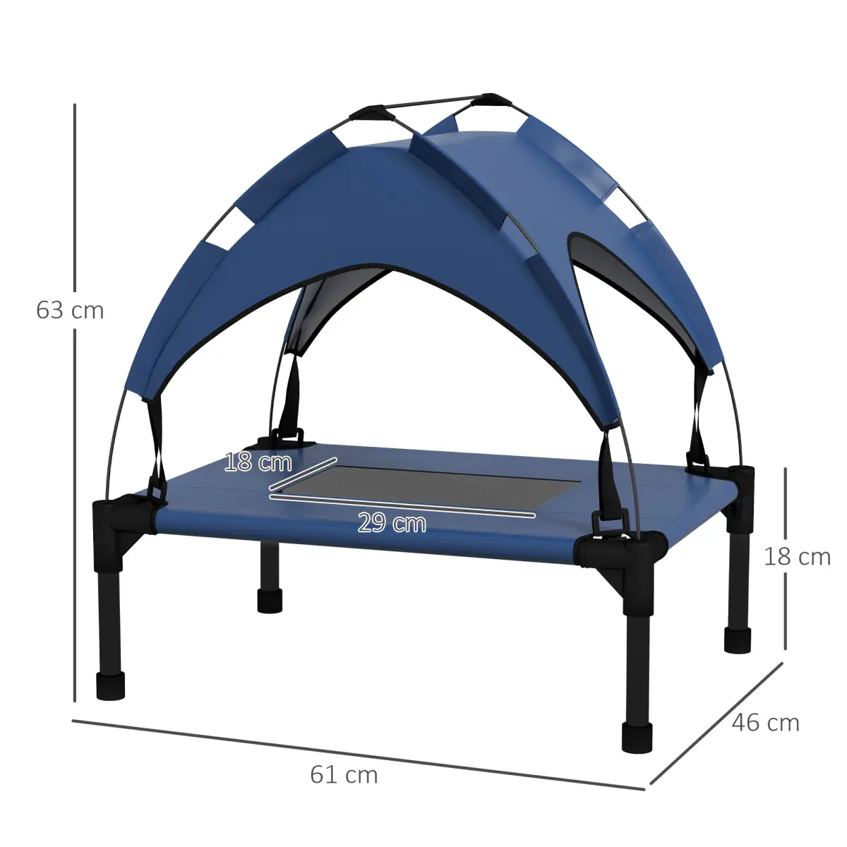 PawHut PawHut Cooling Raised Dog Bed w/ Breathable Mesh, for Mini, S Dogs - Dark Blue - Dog Beds