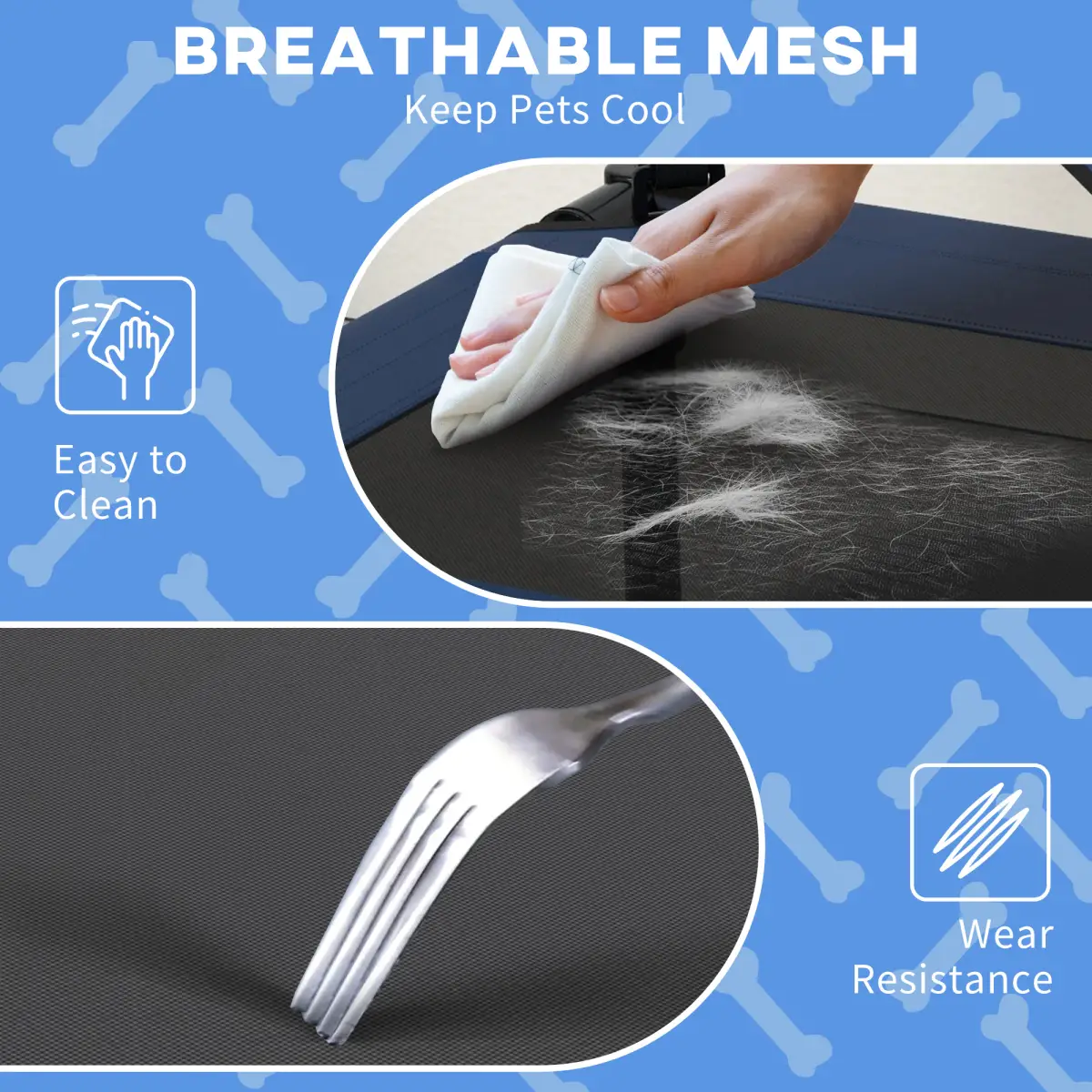 PawHut PawHut Cooling Raised Dog Bed w/ Breathable Mesh, for Mini, S Dogs - Dark Blue - Dog Beds