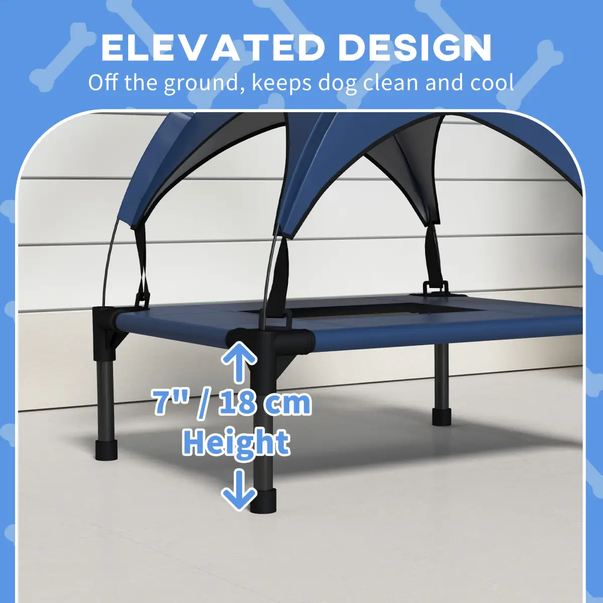 PawHut PawHut Cooling Raised Dog Bed w/ Breathable Mesh, for Mini, S Dogs - Dark Blue - Dog Beds