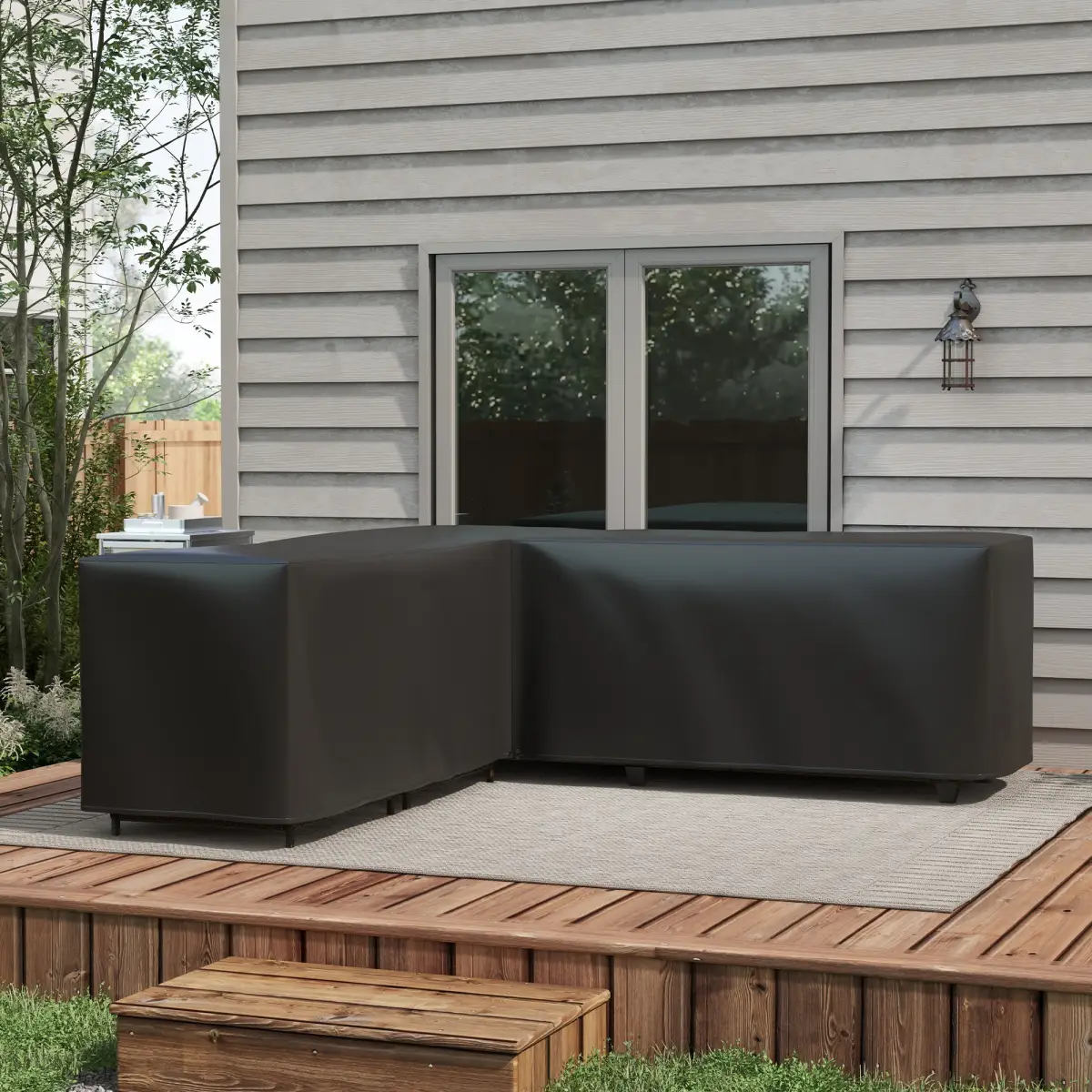 Outsunny Outsunny L-Shaped Rattan Corner Sofa Cover Waterproof Oxford Fabric 250x250x79cm - Cover