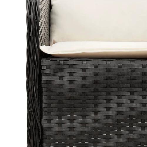 vidaXL vidaXL 5 Piece Garden Dining Set 160x80x74 cm Weather-Resistant Black Poly Rattan with Cushions for Outdoor Patio and Backyard - Garden Set