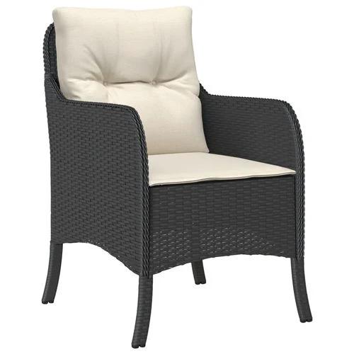 vidaXL 5 Piece Garden Dining Set 160x80x74 cm Weather-Resistant Black Poly Rattan with Cushions for Outdoor Patio and Backyard by vidaXL