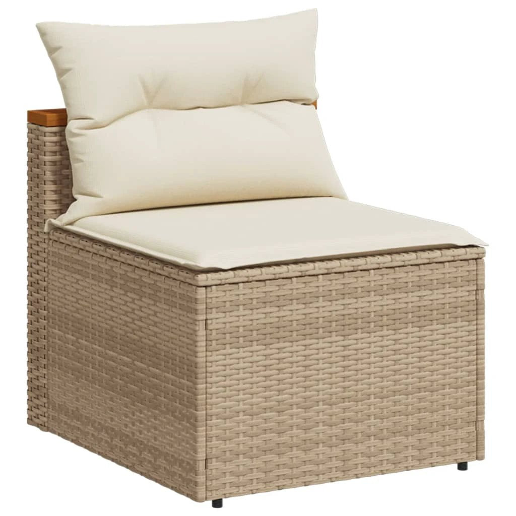 vidaXL vidaXL 5 Piece Garden Sofa Set with Cushions Black Poly Rattan Acacia - Garden Sofa Sets