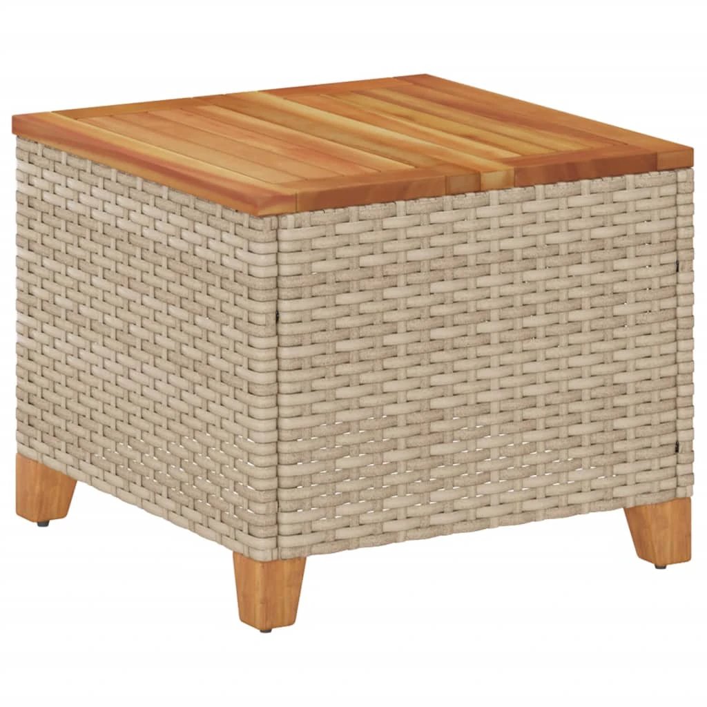 vidaXL vidaXL Garden Table Black 45x45x37 cm Poly Rattan Acacia Wood - Garden Table