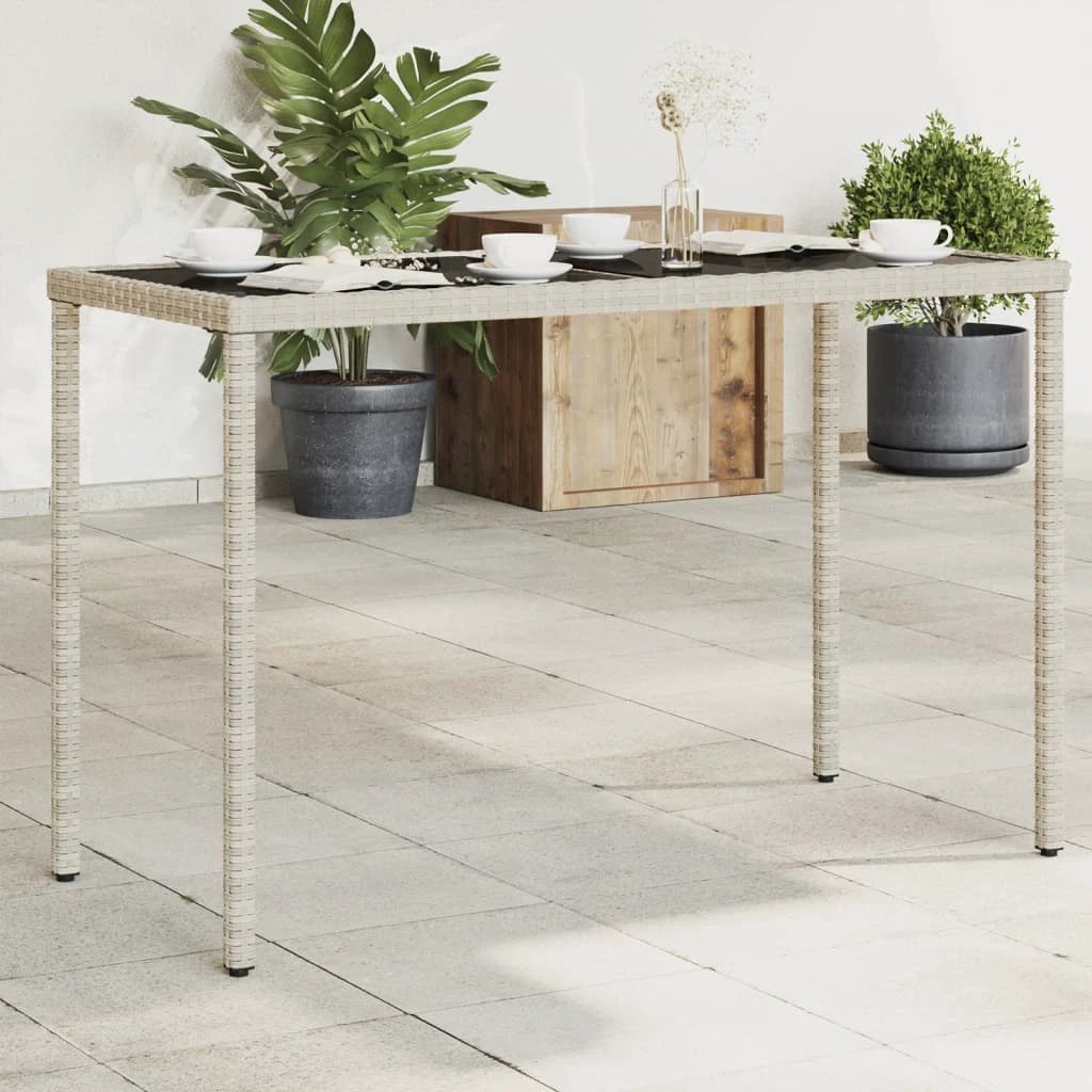 vidaXL Garden Table with Glass Top Black 115x54x74 cm Poly Rattan by vidaXL