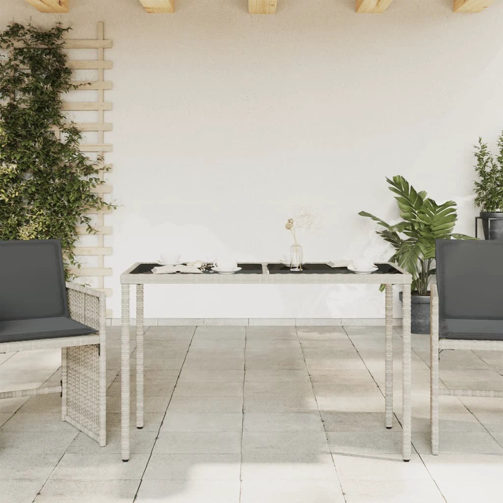 vidaXL Garden Table with Glass Top Black 115x54x74 cm Poly Rattan by vidaXL