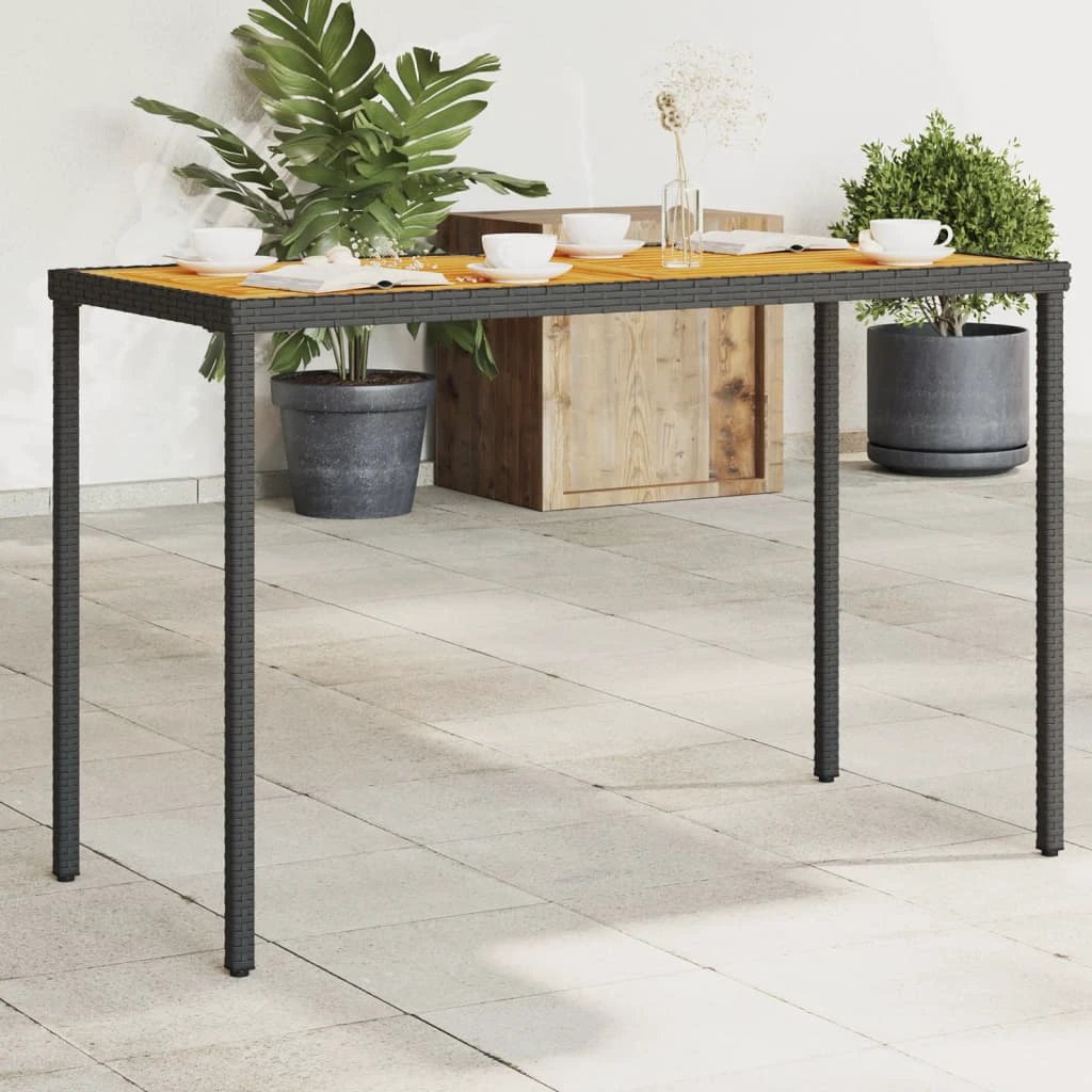 vidaXL Garden Table with Glass Top Black 115x54x74 cm Poly Rattan by vidaXL