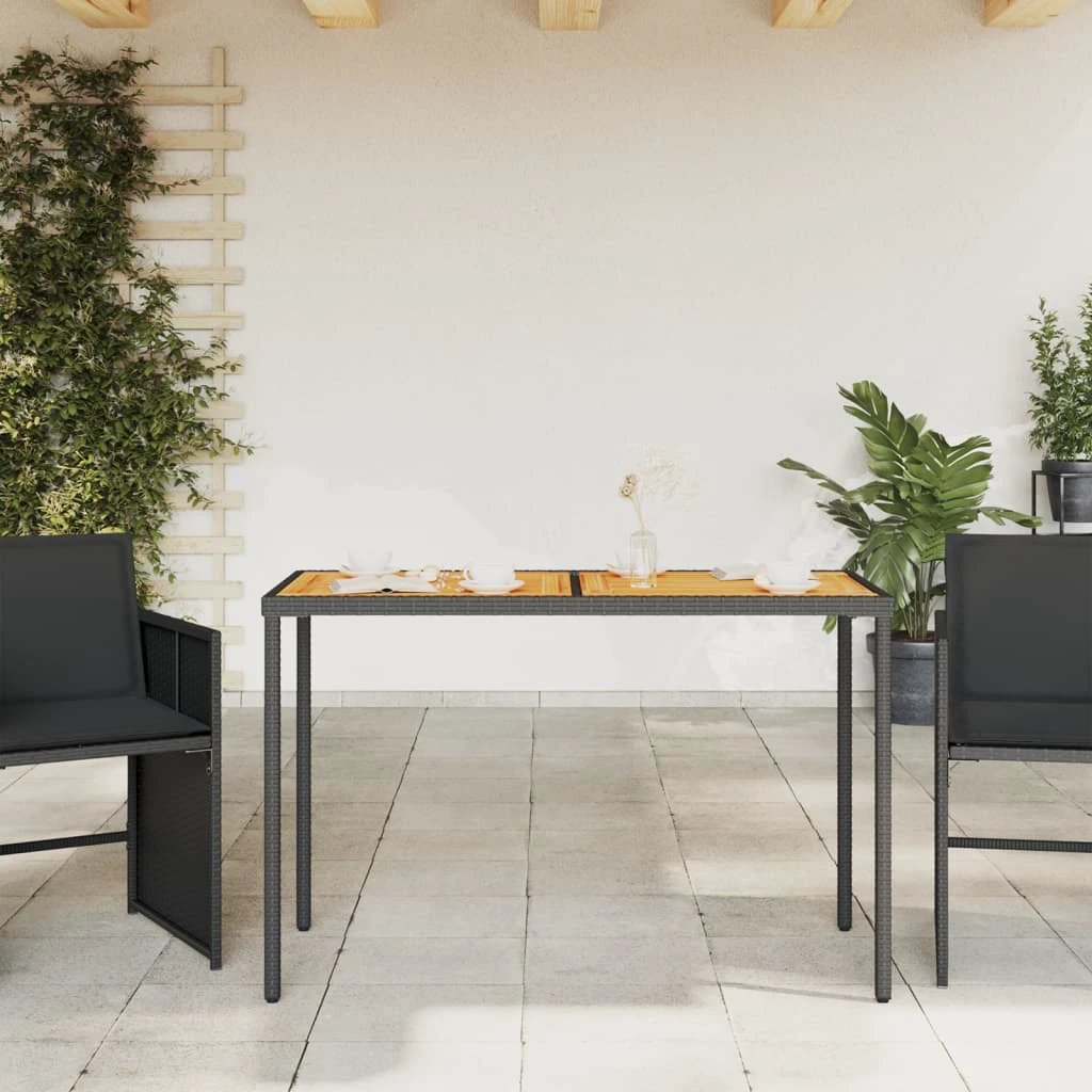 vidaXL Garden Table with Glass Top Black 115x54x74 cm Poly Rattan by vidaXL