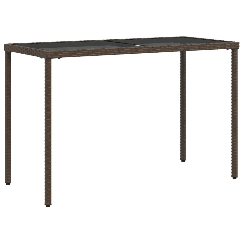 vidaXL vidaXL Garden Table with Glass Top Black 115x54x74 cm Poly Rattan - Garden Table