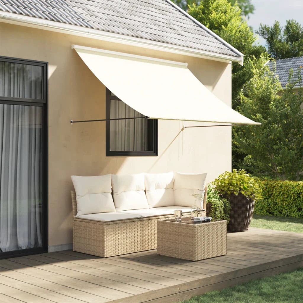vidaXL Retractable Awning 250x150 cm Cream Fabric and Steel Frame for Outdoor Patio by vidaXL