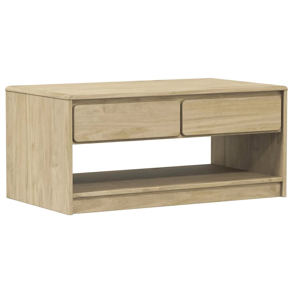 vidaXL VidaXL Coffee Table 99x55x45 cm Solid Pine Double Drawers Open Shelf Living Room - Coffee Table
