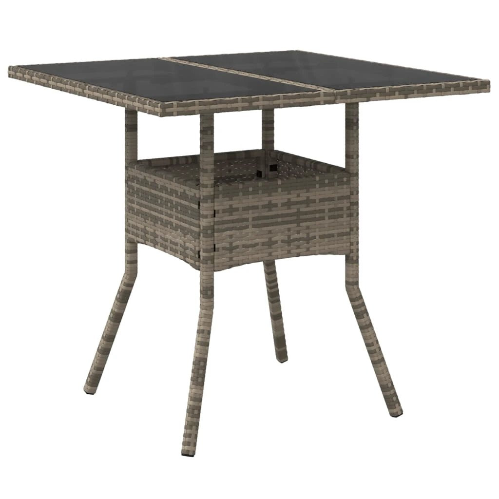 vidaXL Garden Table with Acacia Wood Top Black 80x80x75 cm Poly Rattan by vidaXL