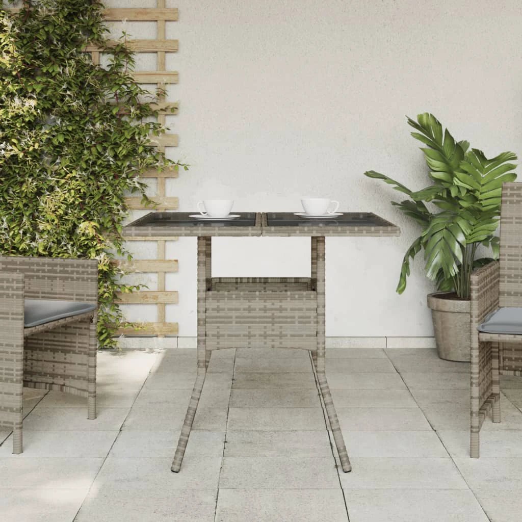vidaXL Garden Table with Acacia Wood Top Black 80x80x75 cm Poly Rattan by vidaXL