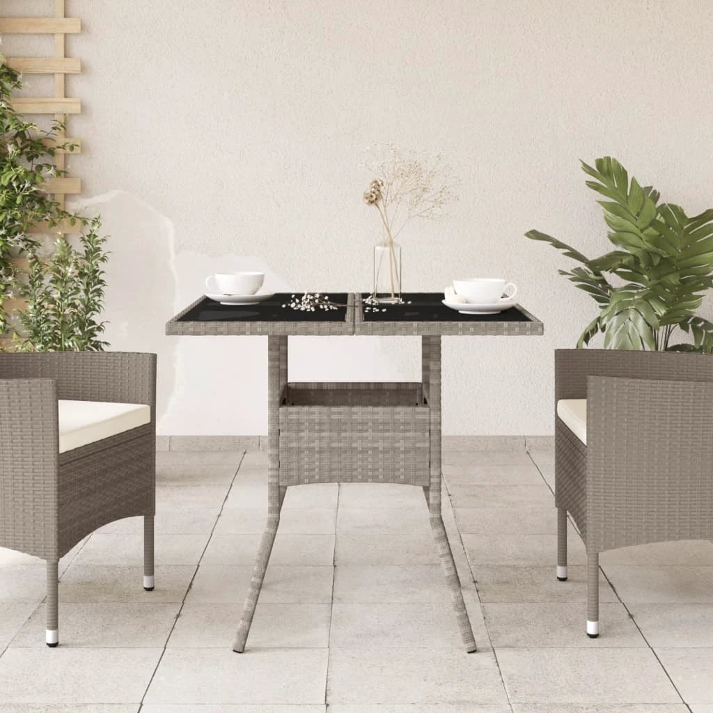 vidaXL vidaXL Garden Table with Acacia Wood Top Black 80x80x75 cm Poly Rattan - Garden Table