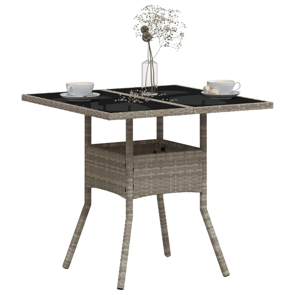 vidaXL vidaXL Garden Table with Acacia Wood Top Black 80x80x75 cm Poly Rattan - Garden Table