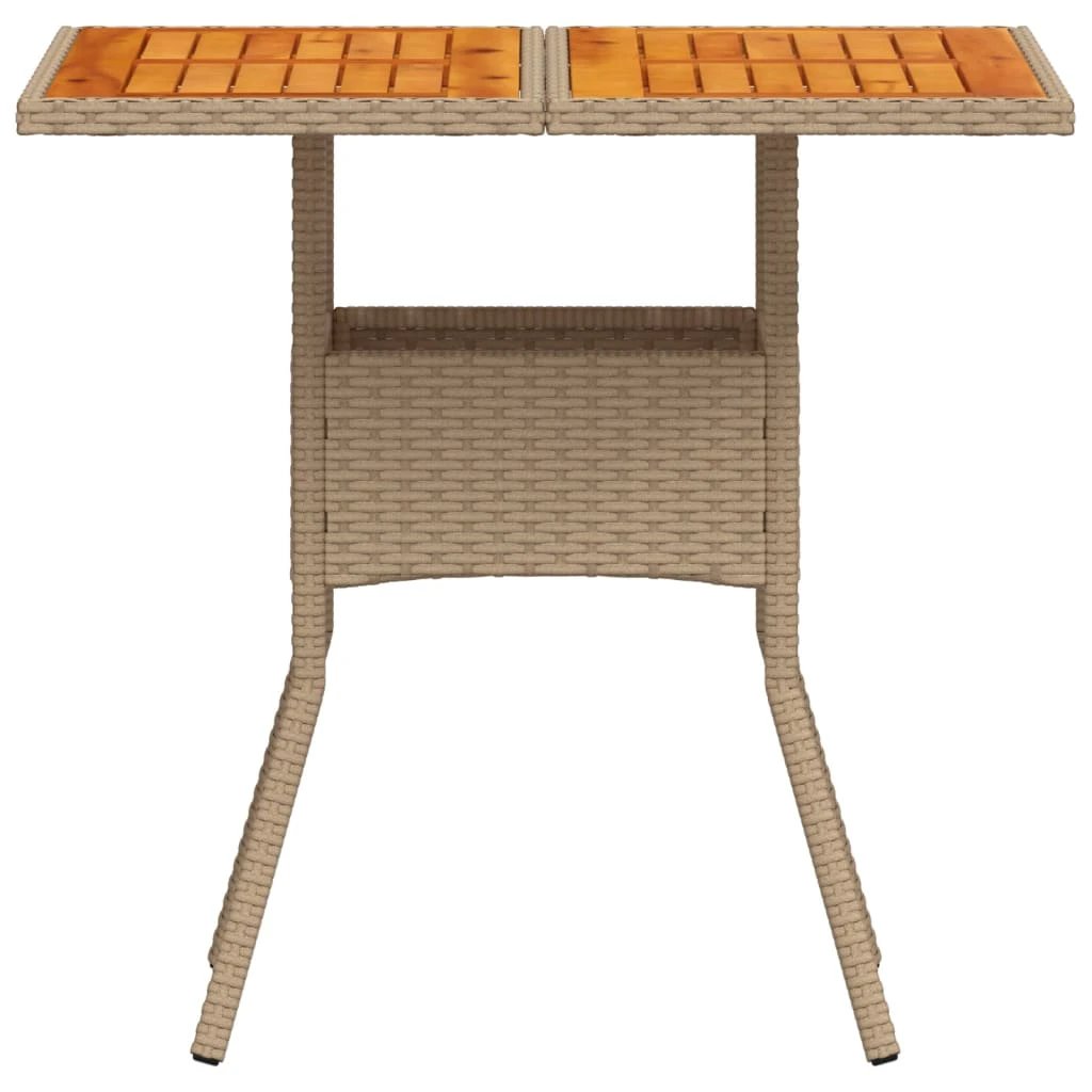 vidaXL Garden Table with Acacia Wood Top Black 80x80x75 cm Poly Rattan by vidaXL