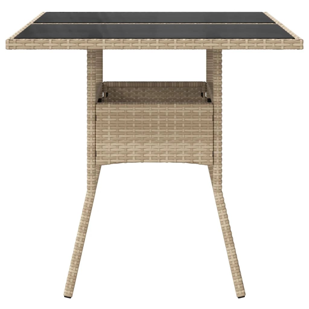 vidaXL Garden Table with Acacia Wood Top Black 80x80x75 cm Poly Rattan by vidaXL