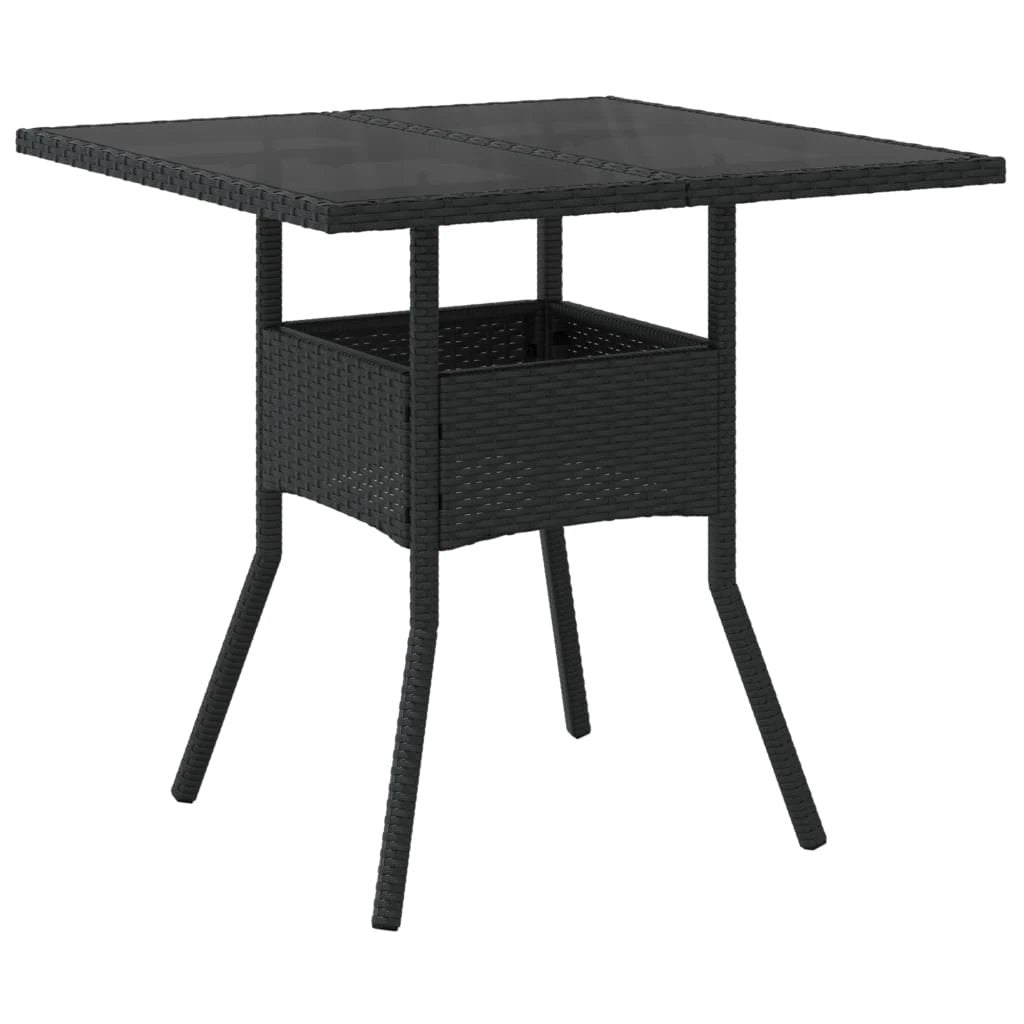vidaXL Garden Table with Acacia Wood Top Black 80x80x75 cm Poly Rattan by vidaXL