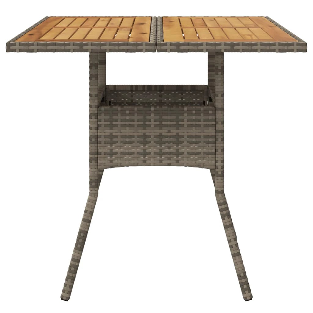 vidaXL Garden Table with Acacia Wood Top Black 80x80x75 cm Poly Rattan by vidaXL