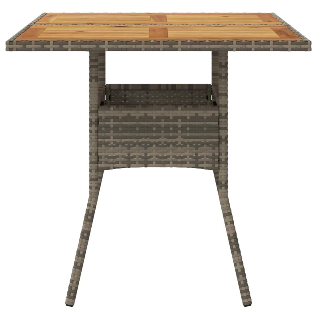 vidaXL Garden Table with Acacia Wood Top Black 80x80x75 cm Poly Rattan by vidaXL