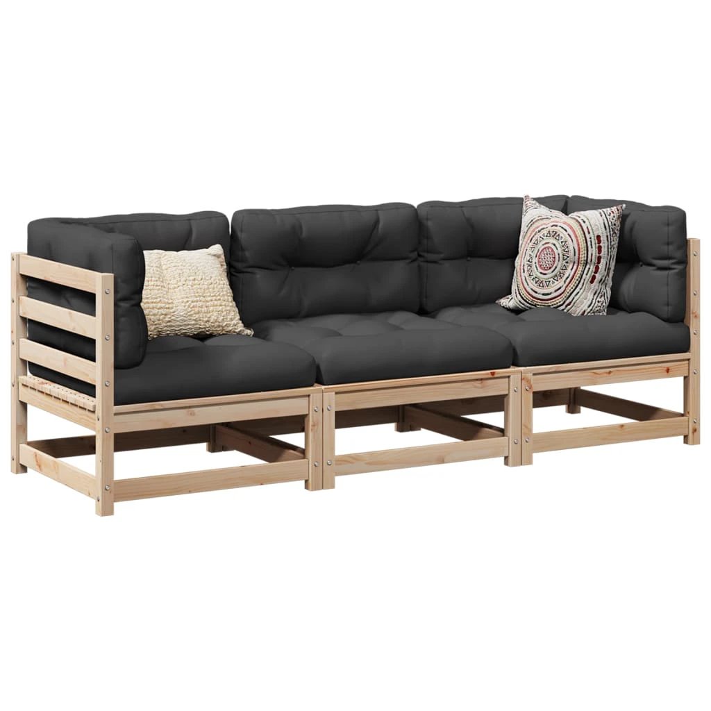 vidaXL vidaXL 3 Piece Garden Sofa Set Solid Wood Pine - Garden Sofa Sets
