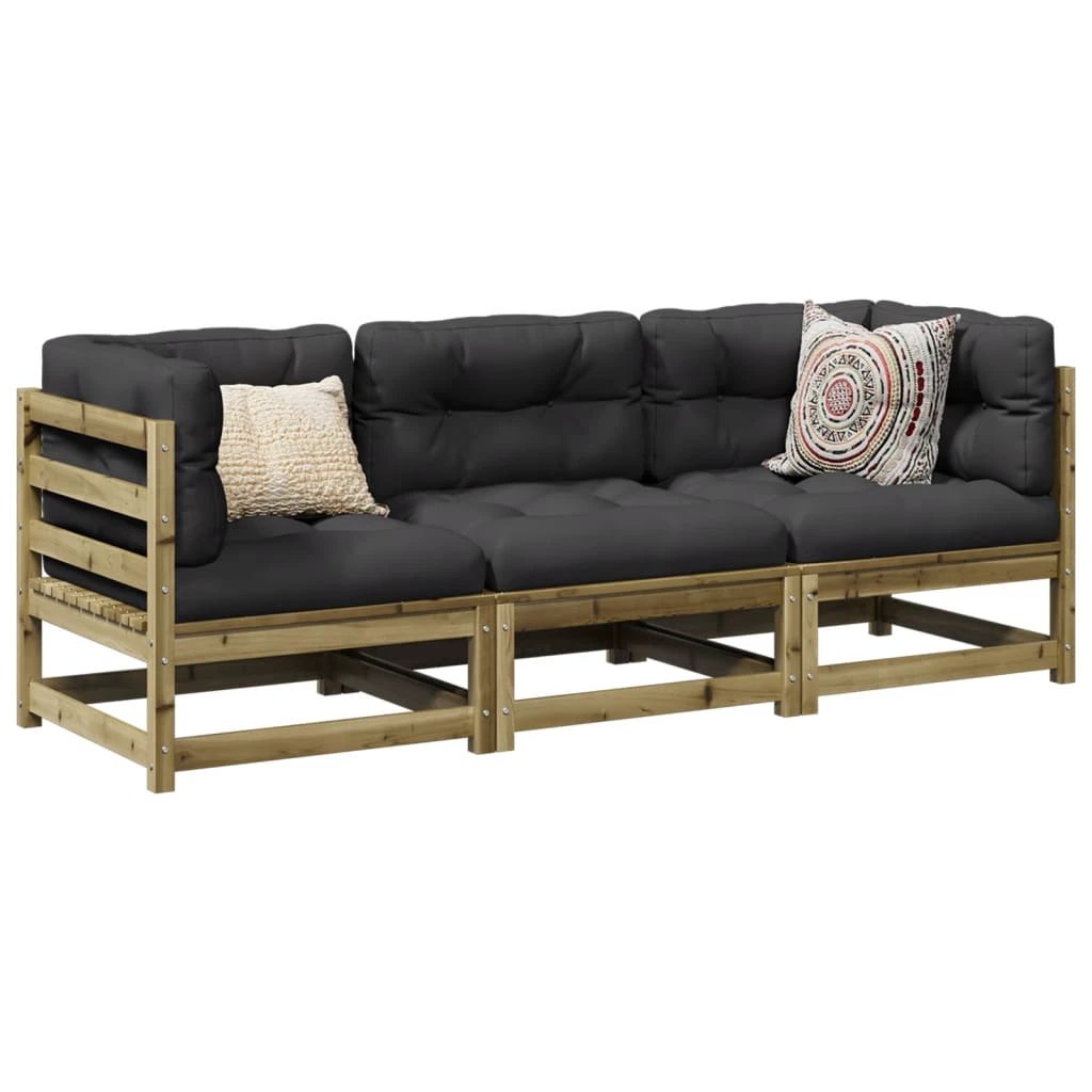 vidaXL 3 Piece Garden Sofa Set Solid Wood Pine by vidaXL