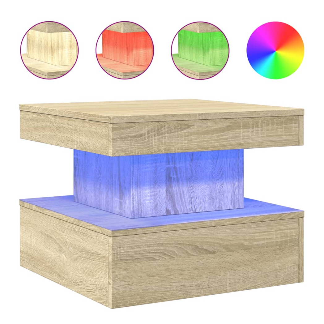 vidaXL VidaXL Coffee Table 50x50x40 cm LED Lights Living Room - Coffee Table