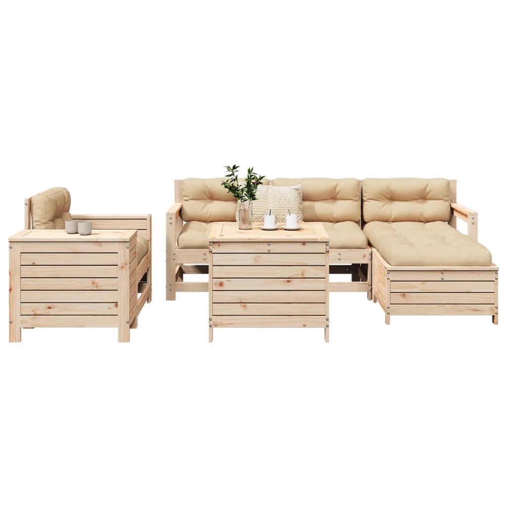 vidaXL 7 Piece Garden Sofa Set Solid Wood Pine by vidaXL