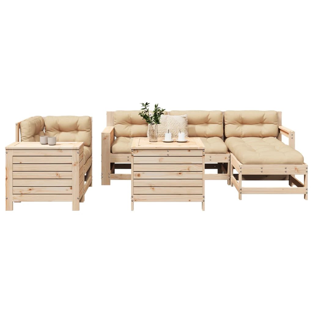 vidaXL 7 Piece Garden Sofa Set White Solid Wood Pine by vidaXL