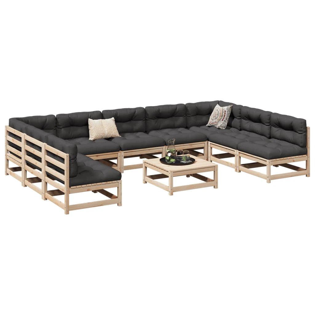 vidaXL 10 Piece Garden Sofa Set Solid Wood Pine by vidaXL