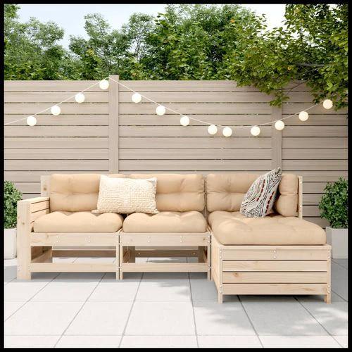 vidaXL vidaXL 4 Piece Garden Sofa Set 230x230x85cm Solid Pinewood with Cushions for Outdoor Entertaining - Garden Sofa Sets