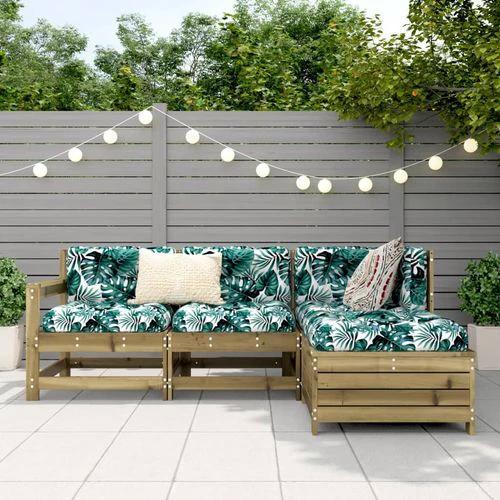 vidaXL vidaXL 4 Piece Garden Sofa Set 200 x 200 cm Solid Pinewood with Cushions for Outdoor Relaxation - Garden Sofa Sets