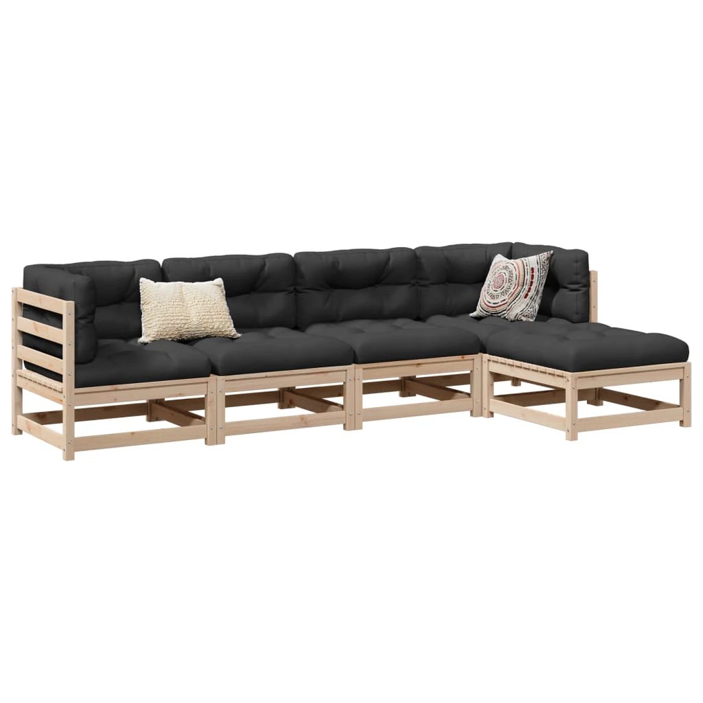 vidaXL vidaXL 5 Piece Garden Sofa Set Solid Wood Pine - Garden Sofa Sets