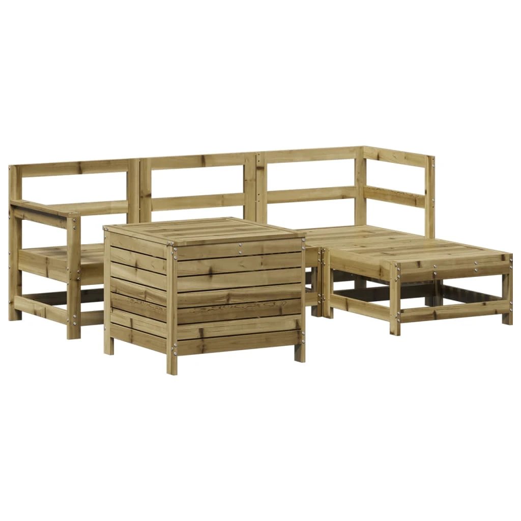 vidaXL 5 Piece Garden Sofa Set White Solid Wood Pine by vidaXL