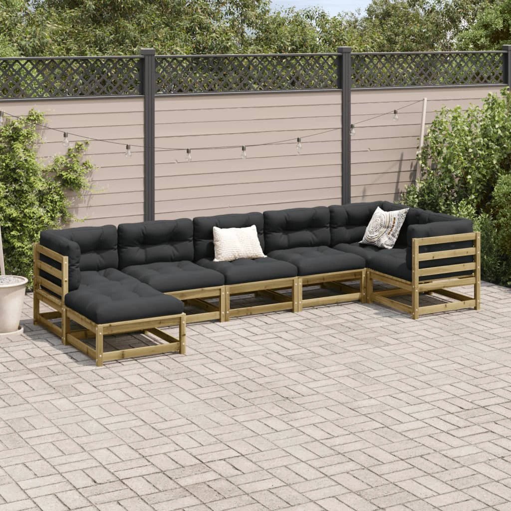 vidaXL vidaXL 7 Piece Garden Sofa Set Solid Wood Pine - Garden Sofa Sets