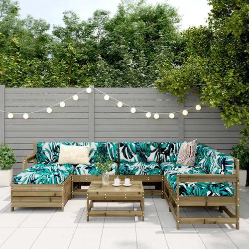 vidaXL vidaXL 8 Piece Garden Sofa Set with Cushions in Solid Pinewood for Outdoor Family Gatherings - Garden Sofa Sets