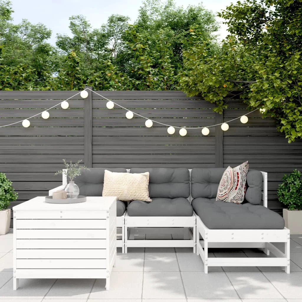 vidaXL vidaXL 5 Piece Garden Sofa Set White Solid Wood Pine - Garden Sofa Sets