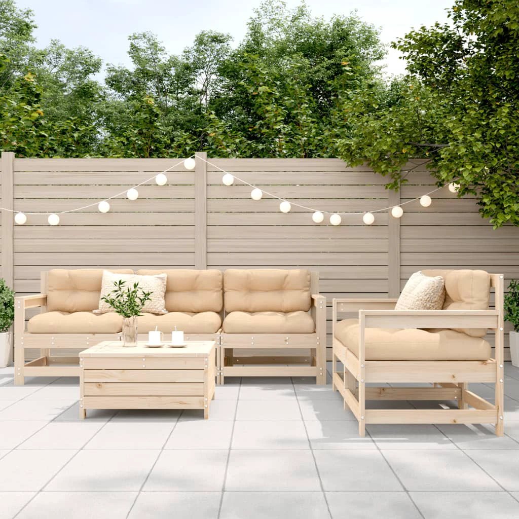 vidaXL 6 Piece Garden Sofa Set Solid Wood Pine by vidaXL