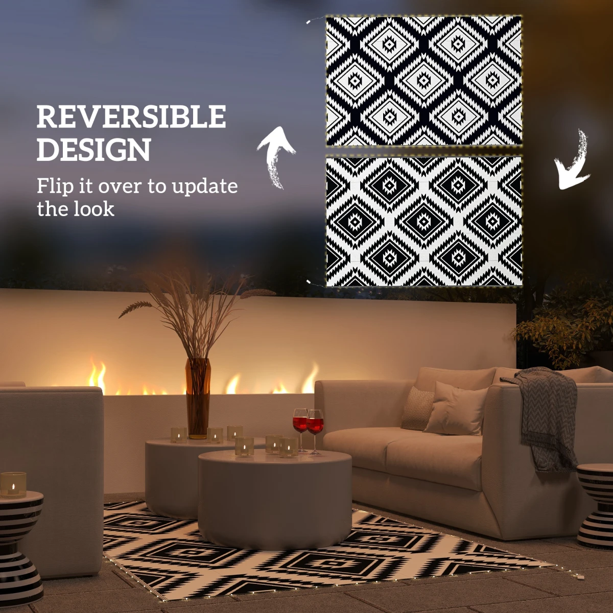 Outsunny Waterproof Outdoor Rug 182x274cm LED Lights Patio by Outsunny