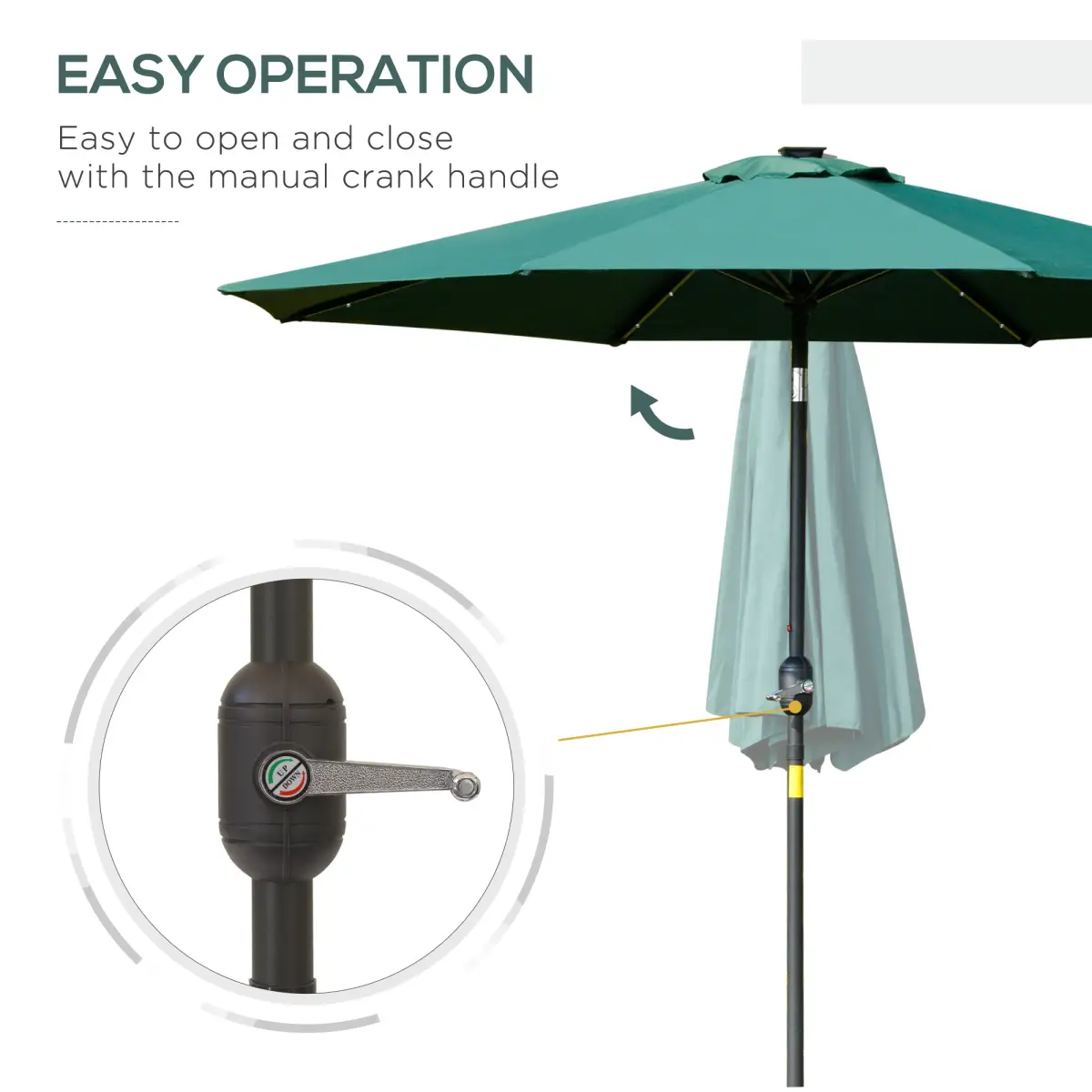 Outsunny Outsunny 24 LED Solar Powered Parasol Umbrella Garden Tilt Outdoor String Light - Parasol
