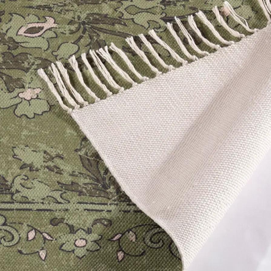 Esselle Home Kew Antique Printed 120x170cm Olive Rug with Tassel - Rug