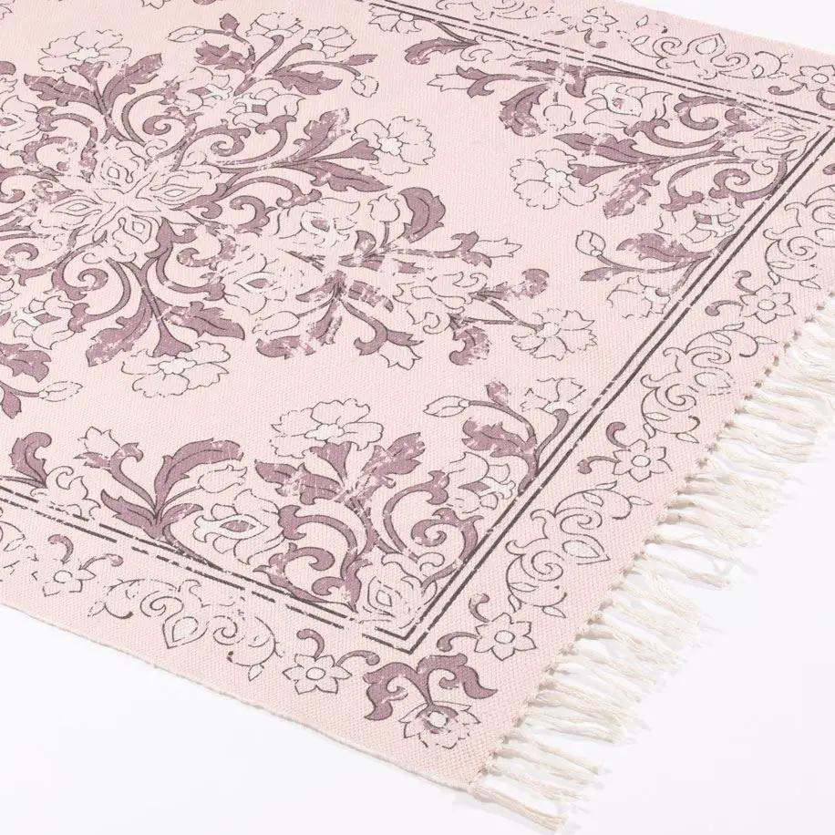 Esselle Home Kew Antique Printed 120x170cm Mauve Rug with Tassel - Rug