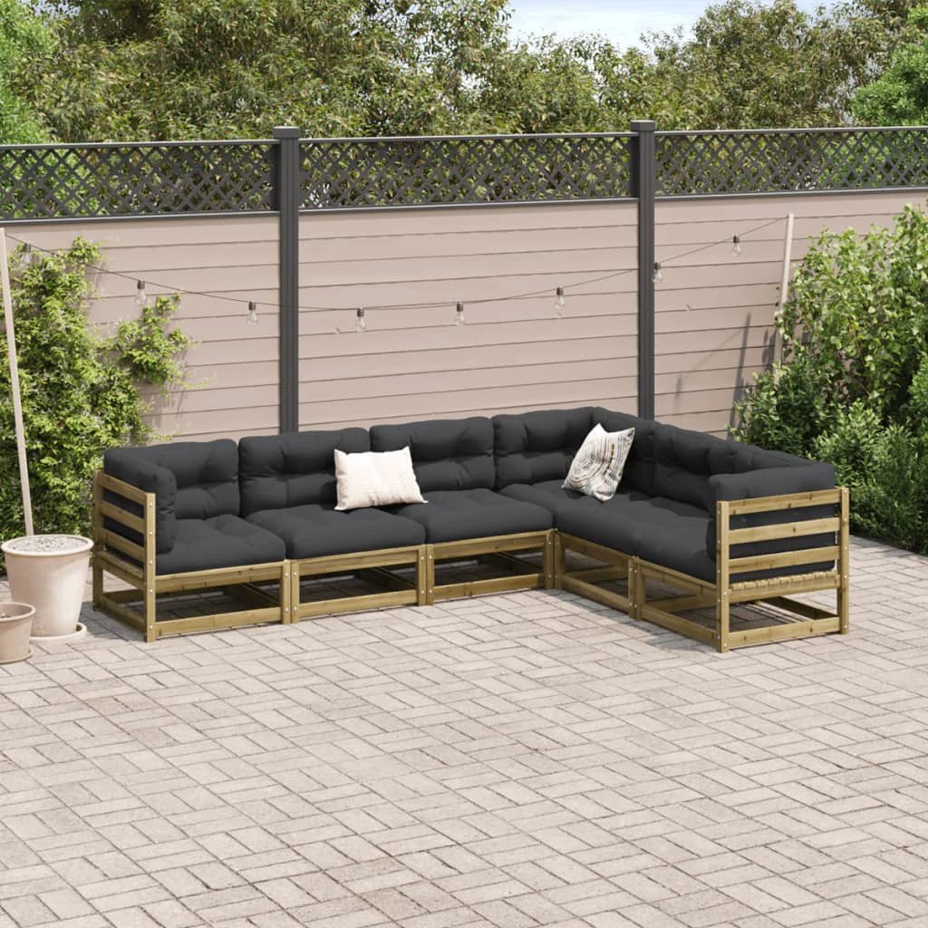 vidaXL 6 Piece Garden Sofa Set Solid Wood Pine by vidaXL