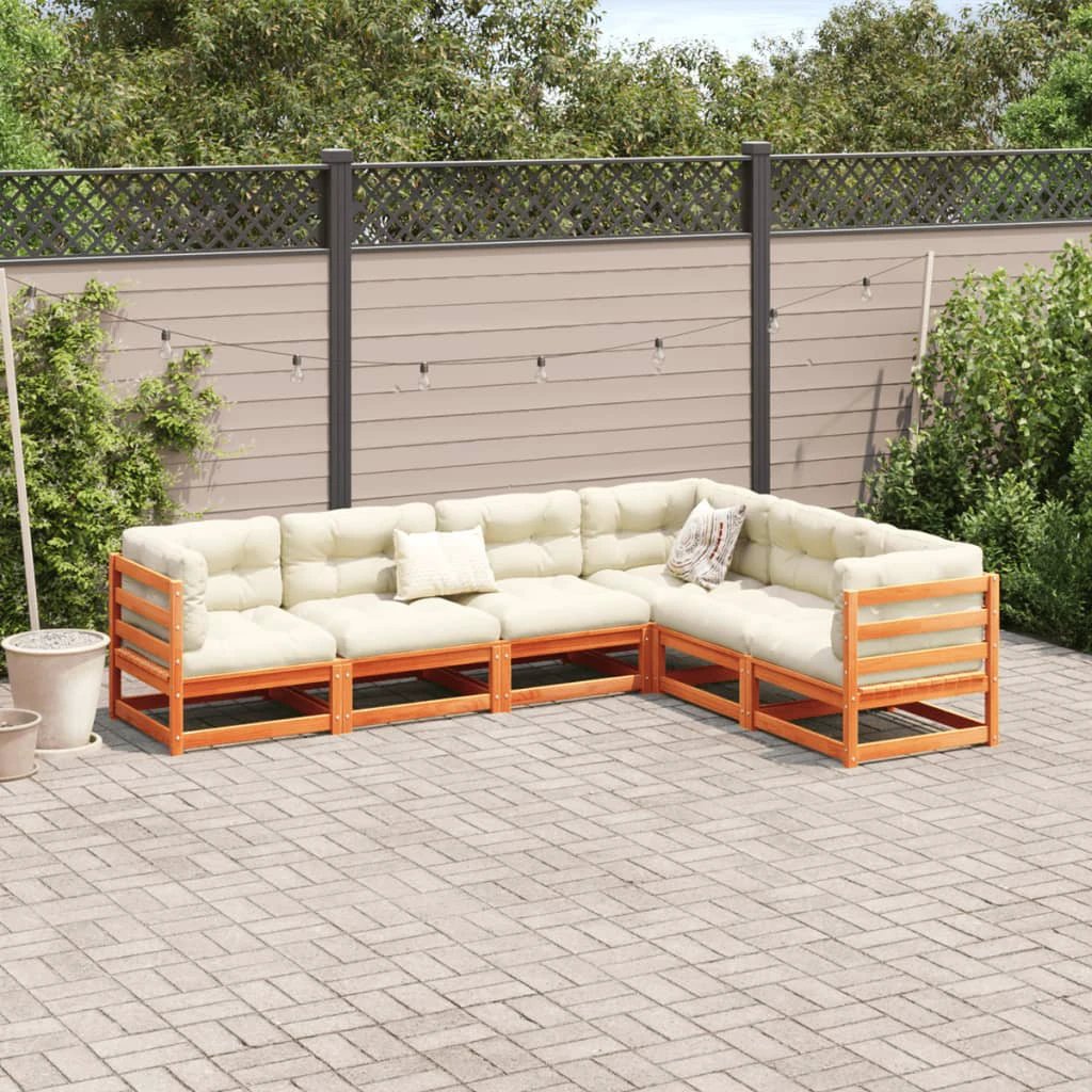 vidaXL 6 Piece Garden Sofa Set Solid Wood Pine by vidaXL