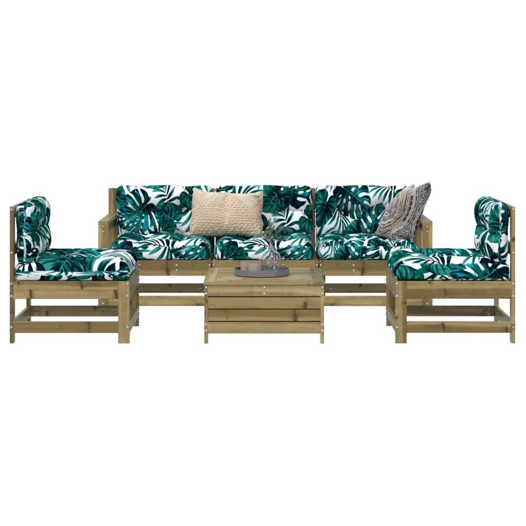 vidaXL 6 Piece Garden Sofa Set Solid Wood Pine by vidaXL