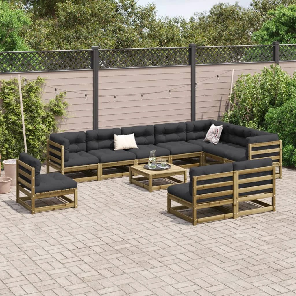 vidaXL vidaXL 11 Piece Garden Sofa Set Solid Wood Pine - Garden Sofa Sets