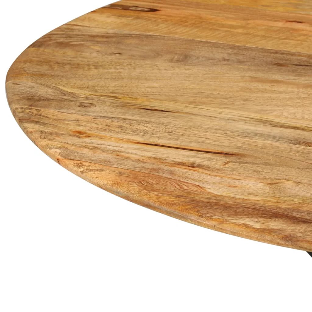 VidaXL Dining Table Ø110x78 cm Solid Mango Wood And Steel Base For Dining Room In Modern Homes by vidaXL