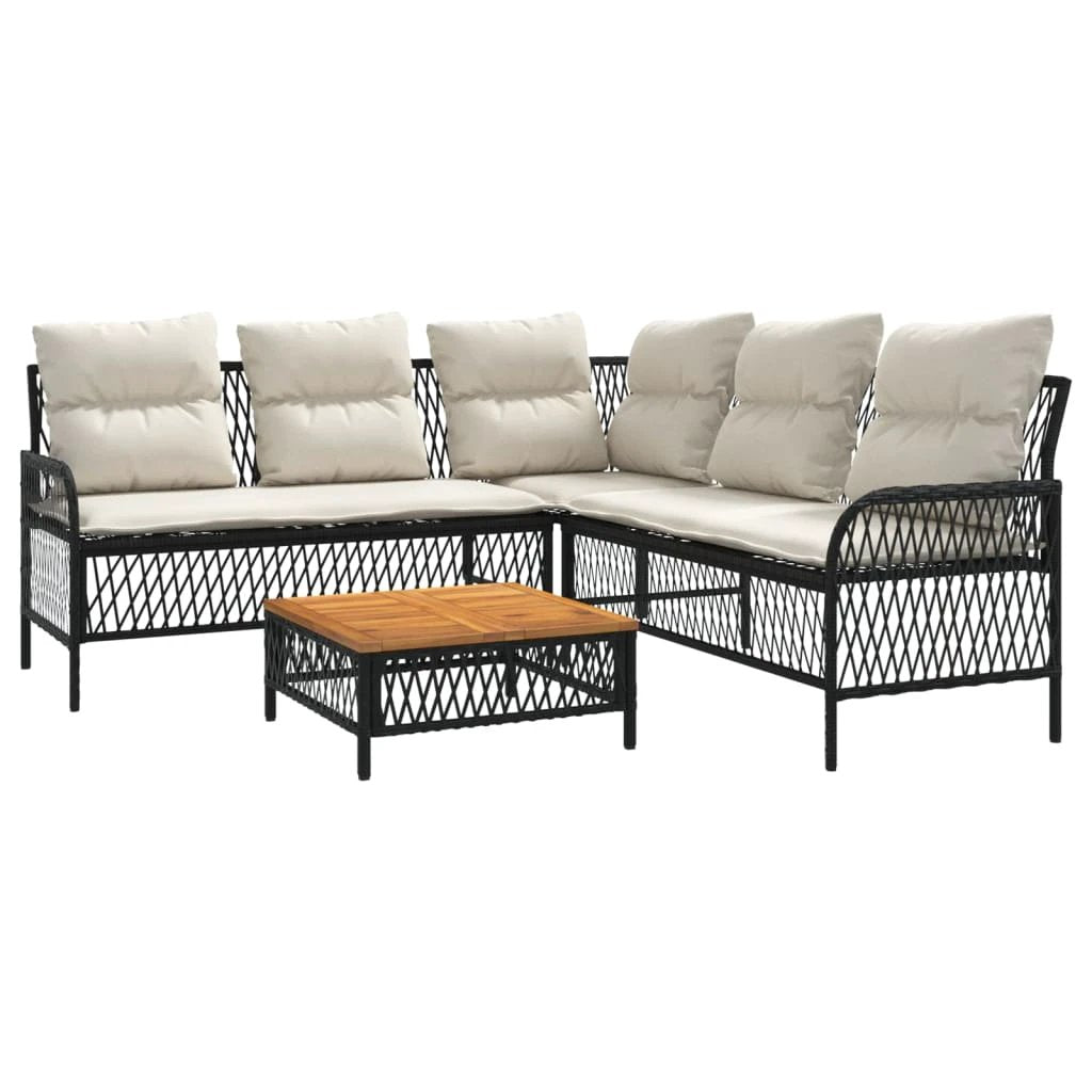 vidaXL vidaXL 2 Piece Garden Sofa Set with Cushions Black Poly Rattan - Garden Sofa Sets