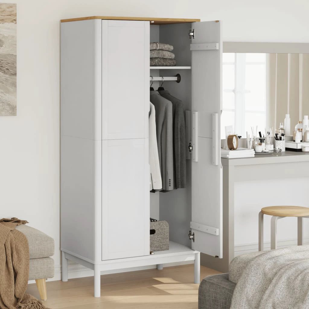 vidaXL vidaXL Wardrobe FLORO Wax Brown 77x53x171 cm Solid Wood Pine - Wardrobe