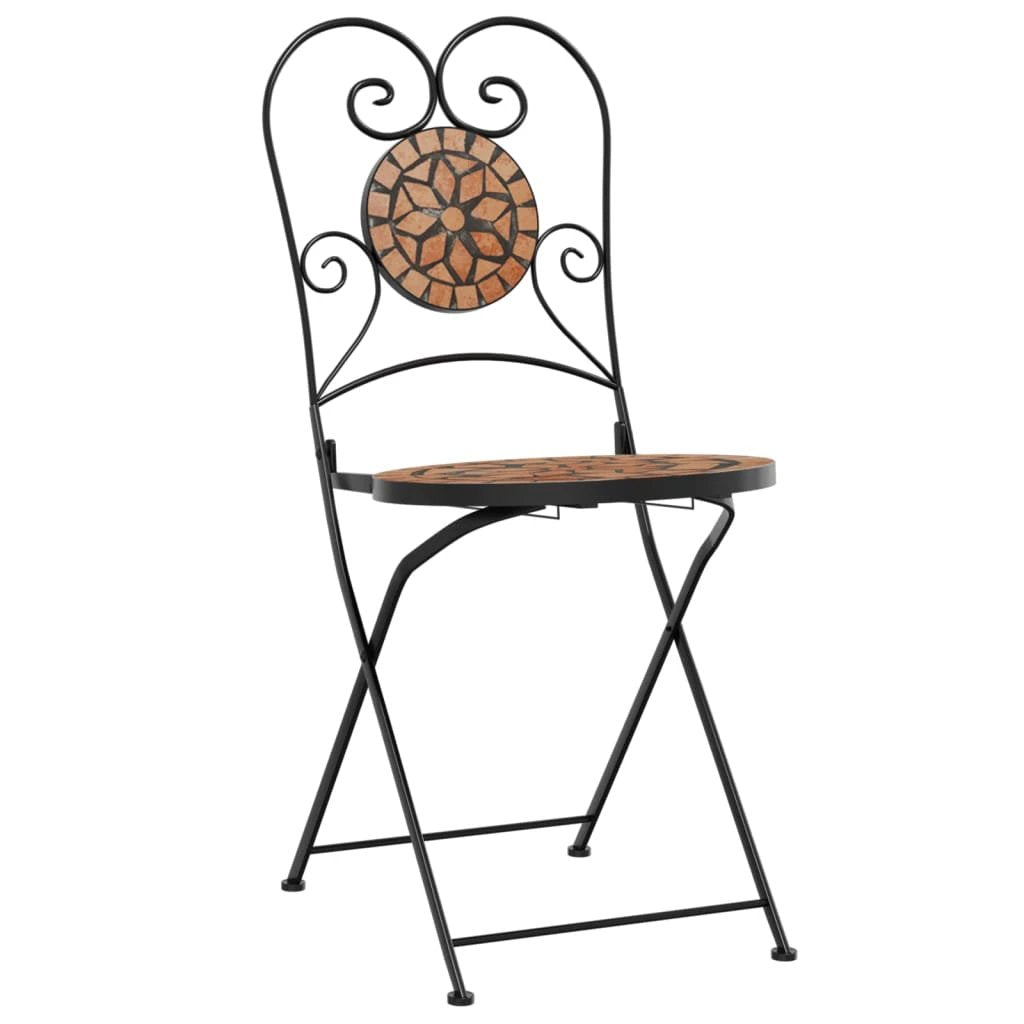 vidaXL vidaXL Mosaic Bistro Set Terracotta and White Iron and Ceramic - Uncategorized Bistro Sets